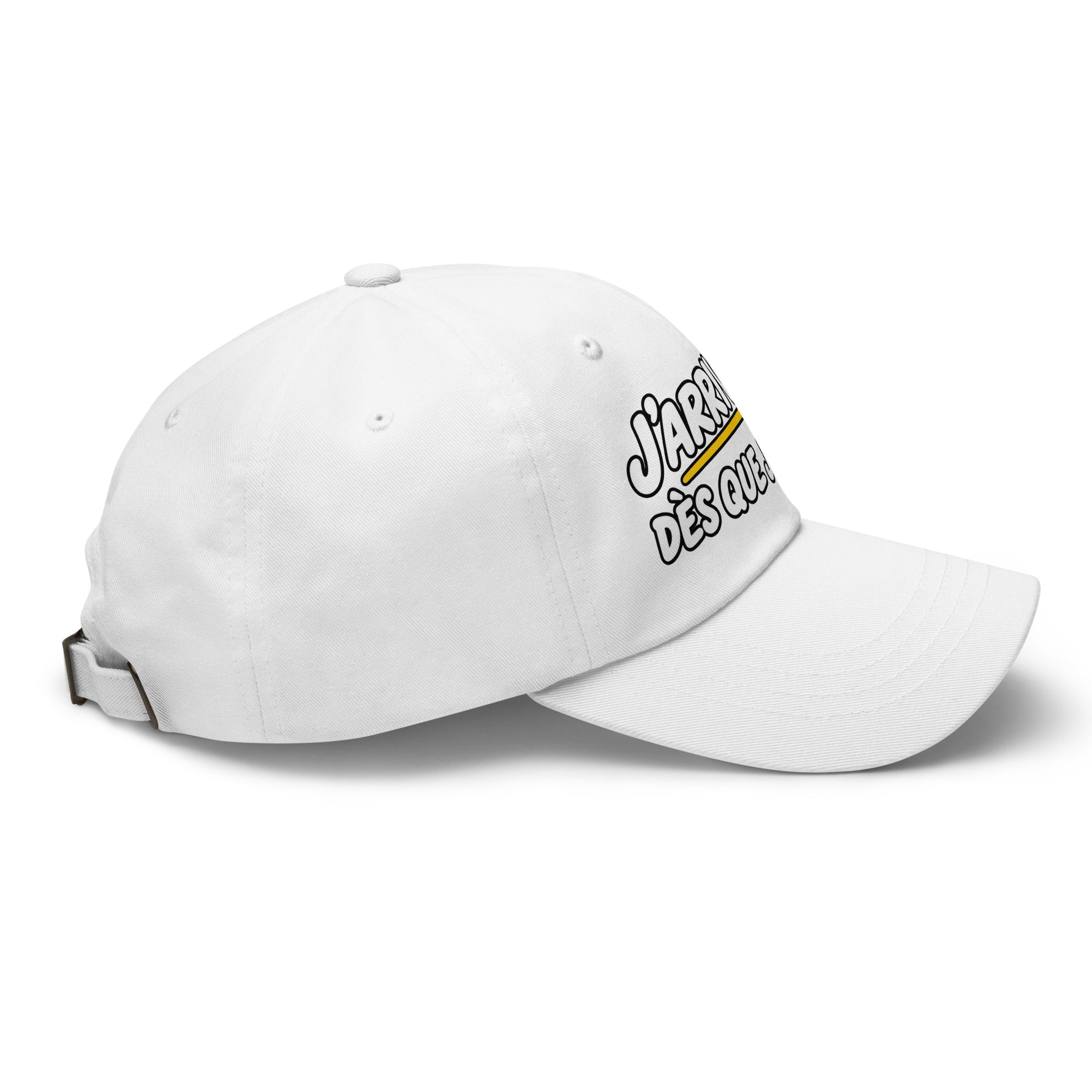 Casquette Baseball, brodée « J'arrive dès que je peux », vue de côté, image 60