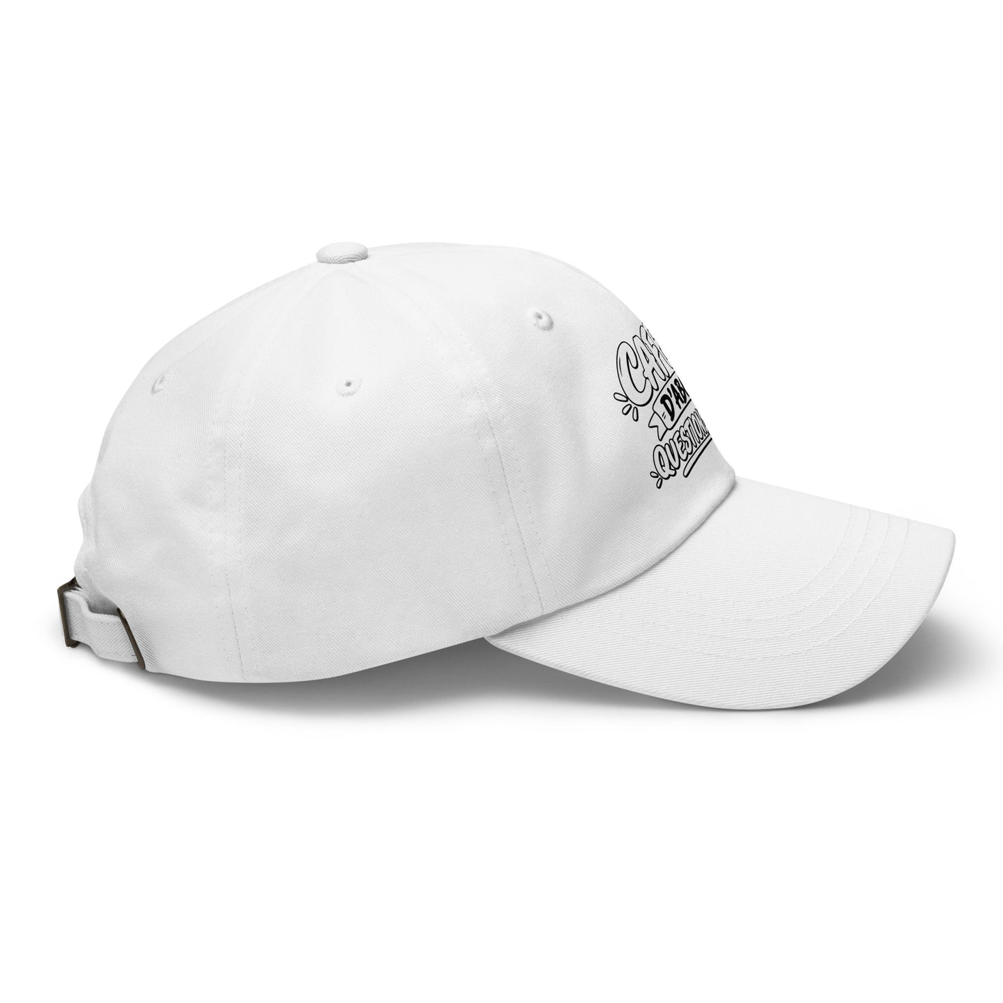 Casquette Baseball, brodée « Café d'abord, questions après », vue de côté, image 60