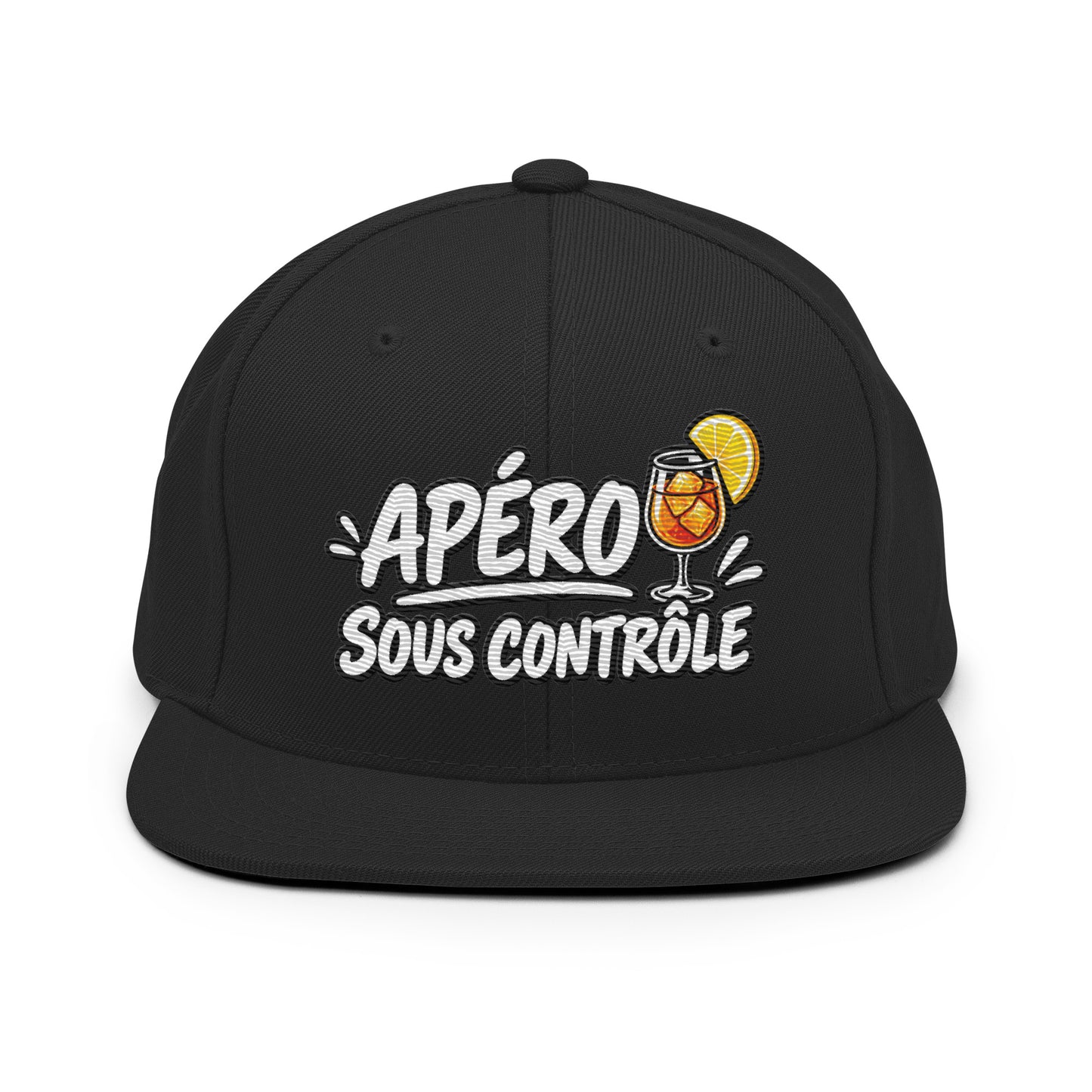 Casquette Snapback, brodée « Apéro sous contrôle », en Noir, vue de face, image 19