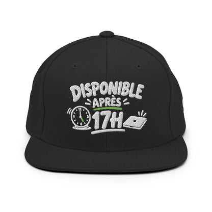 Casquette Snapback, brodée « Disponible après 17h », en Noir, vue de face, image 20