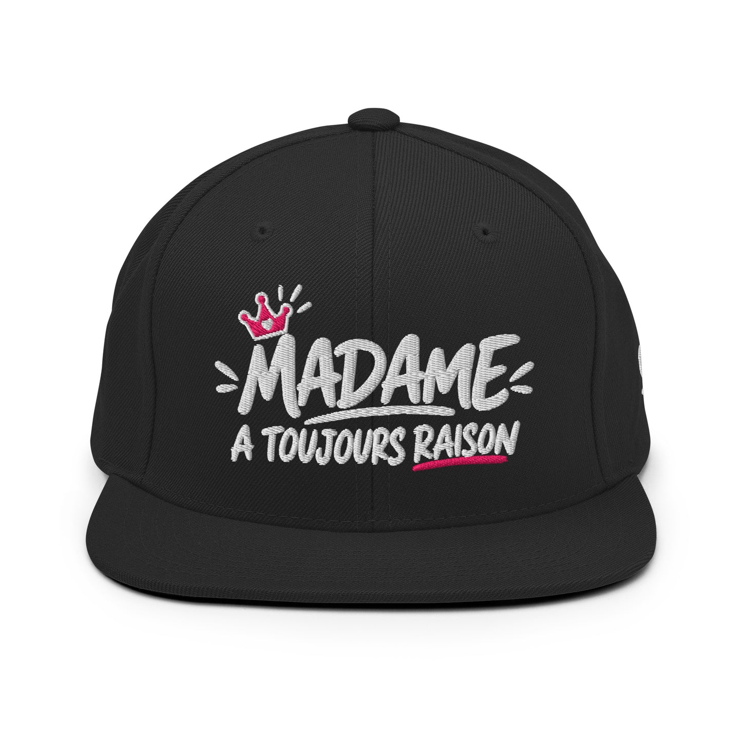 Casquette Snapback, brodée « Madame à toujours raison », en Noir, vue de face, image 18