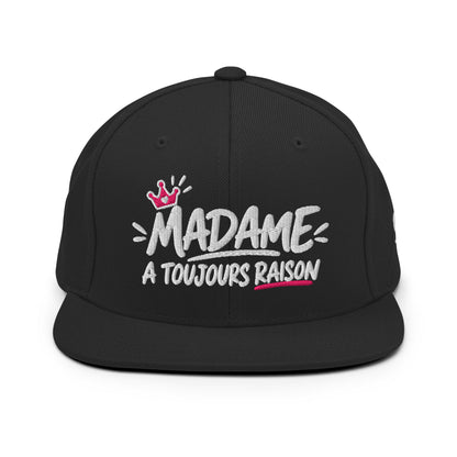 Casquette Snapback, brodée « Madame à toujours raison », en Noir, vue de face, image 18