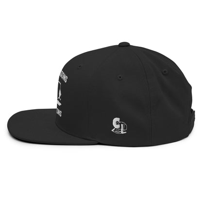 Casquette Snapback, brodée « Près des poissons, loin des cons », en Noir, vue de côté, image 32
