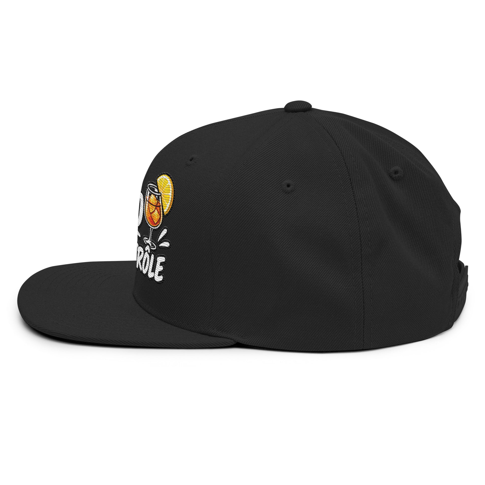 Casquette Snapback, brodée « Apéro sous contrôle », en Noir, vue de côté, image 27