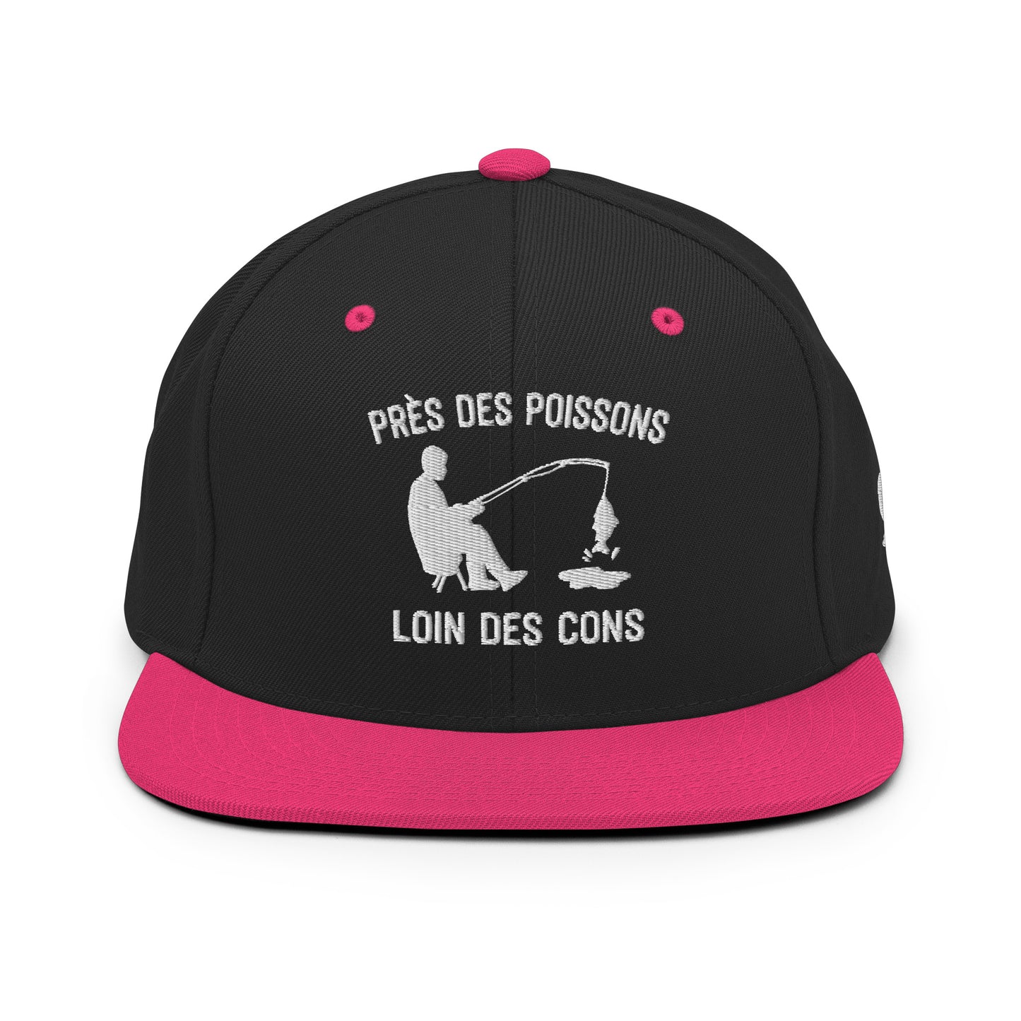 Casquette Snapback, brodée « Près des poissons, loin des cons », en Noir, vue de face, image 5