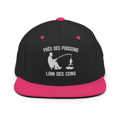 Casquette Snapback, brodée « Près des poissons, loin des cons », en Noir, vue de face, image 5