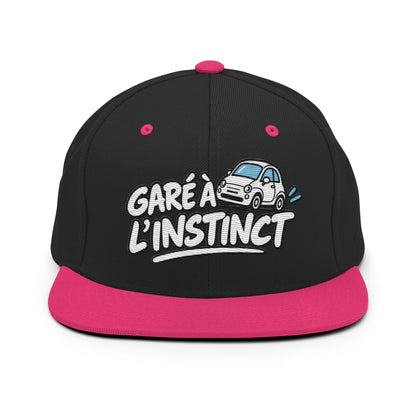 Casquette Snapback, brodée « Garé à l'instant », en Noir, vue de face, image 18