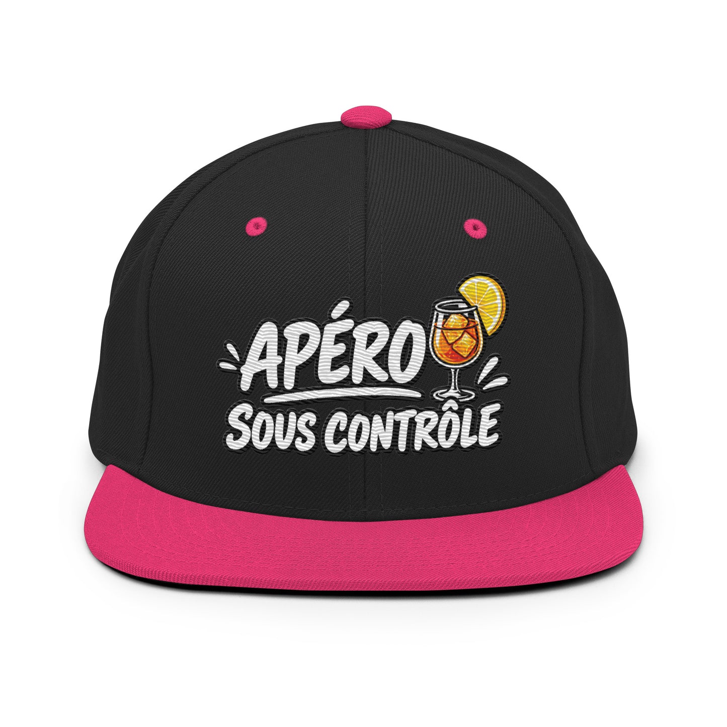 Casquette Snapback, brodée « Apéro sous contrôle », en Noir, vue de face, image 17