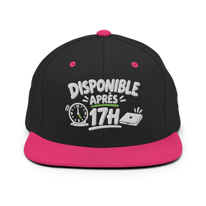 Casquette Snapback, brodée « Disponible après 17h », en Noir, vue de face, image 18