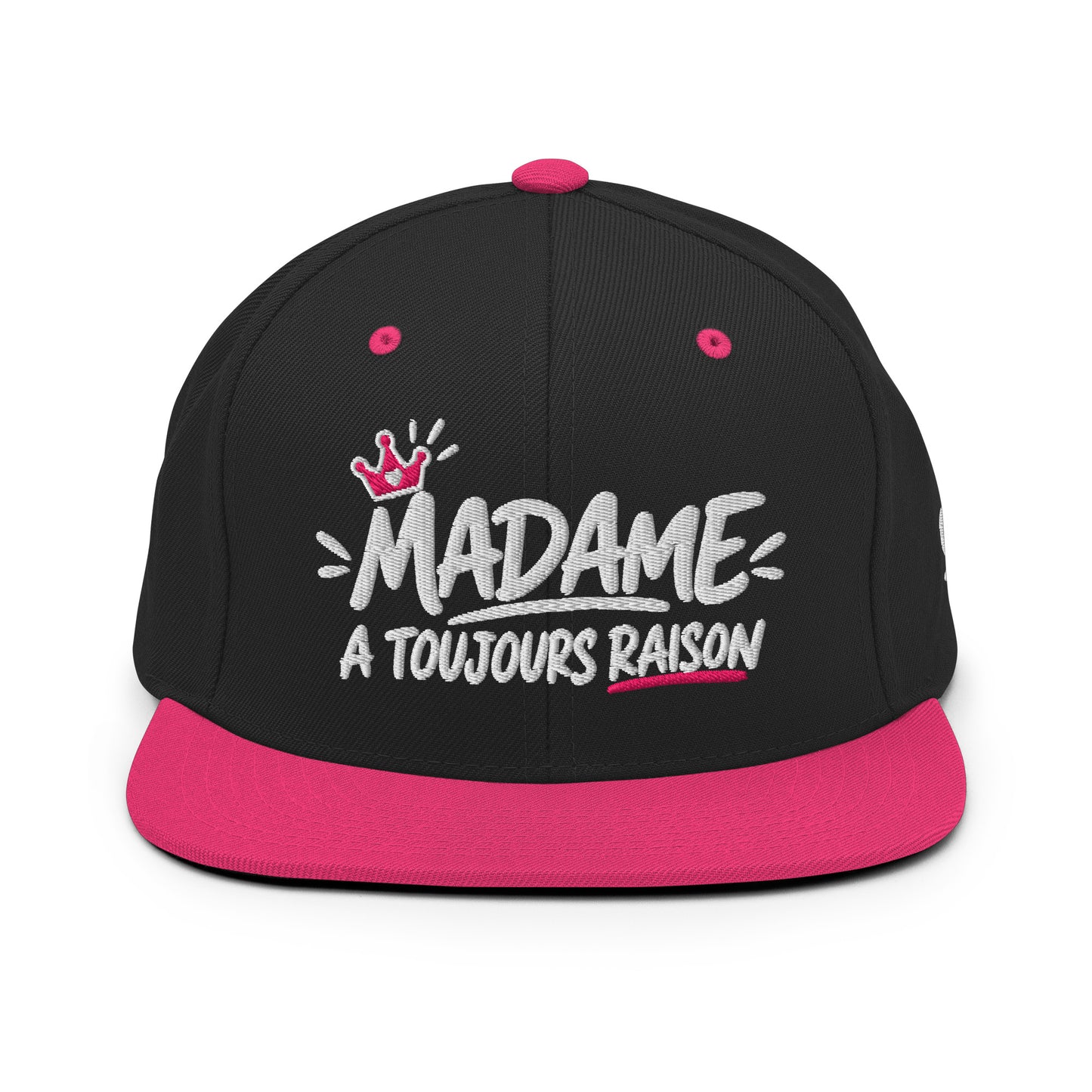 Casquette Snapback, brodée « Madame à toujours raison », en Noir, vue de face, image 8