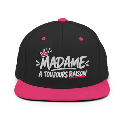 Casquette Snapback, brodée « Madame à toujours raison », en Noir, vue de face, image 8