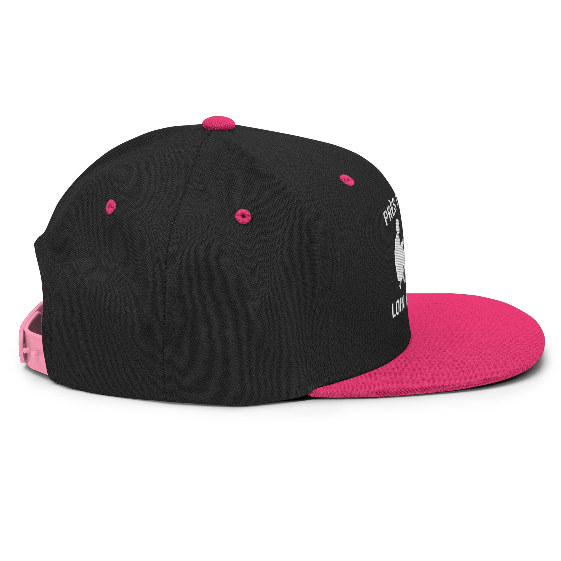 Casquette Snapback, brodée « Près des poissons, loin des cons », en Noir, vue de côté, image 44