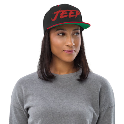 Casquette SnapBack de couleur noire et rouge "Jeep"