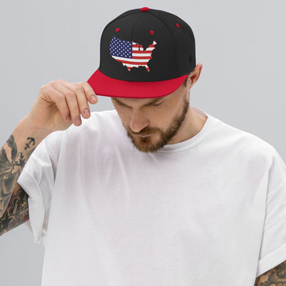 Casquette SnapBack de couleur noire et rouge "Drapeau Américain USA."