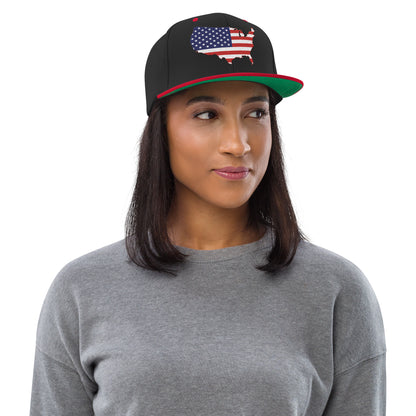 Casquette SnapBack de couleur noire et rouge "Drapeau Américain USA."