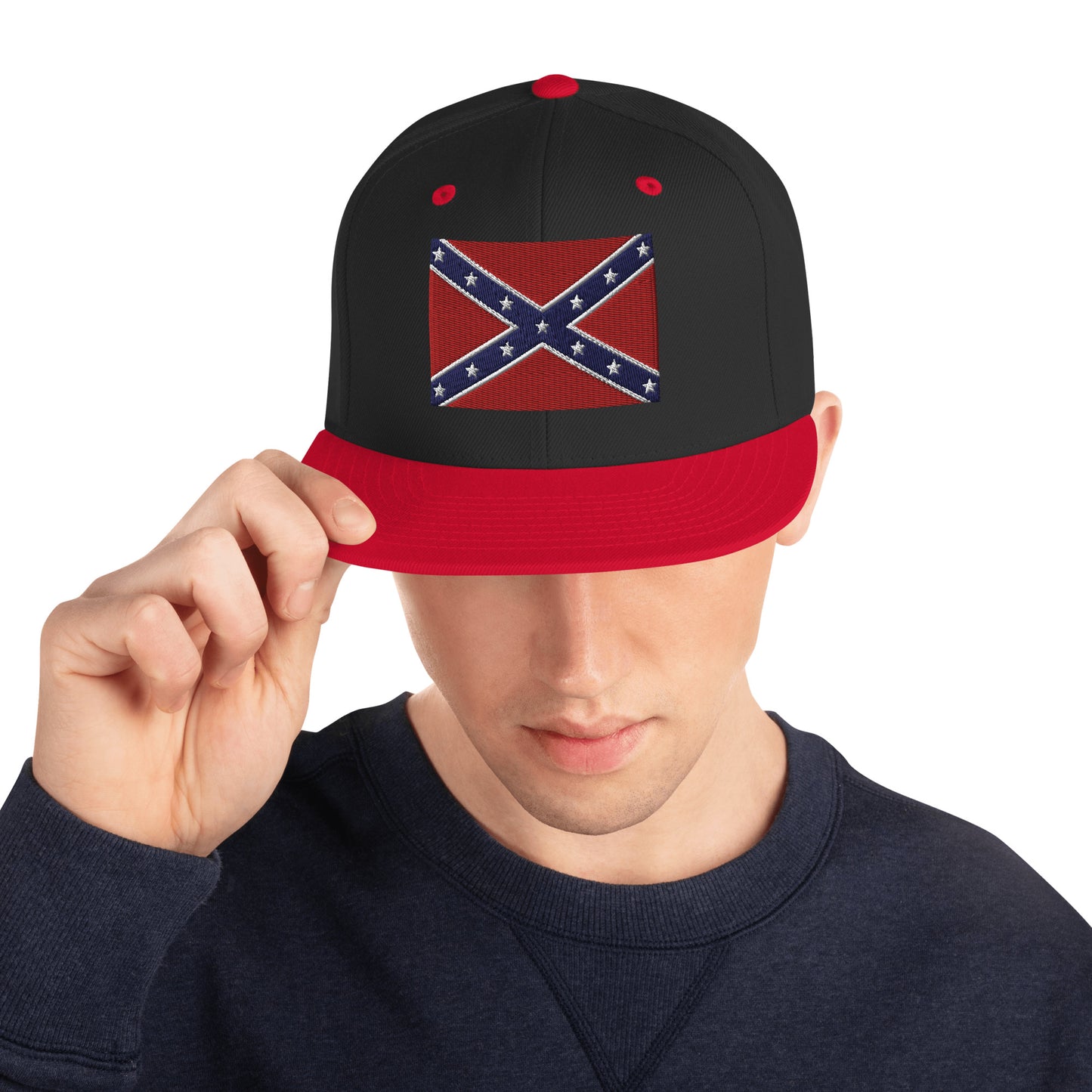 Casquette SnapBack de couleur noire et rouge "Drapeau Américain des Confédérés"