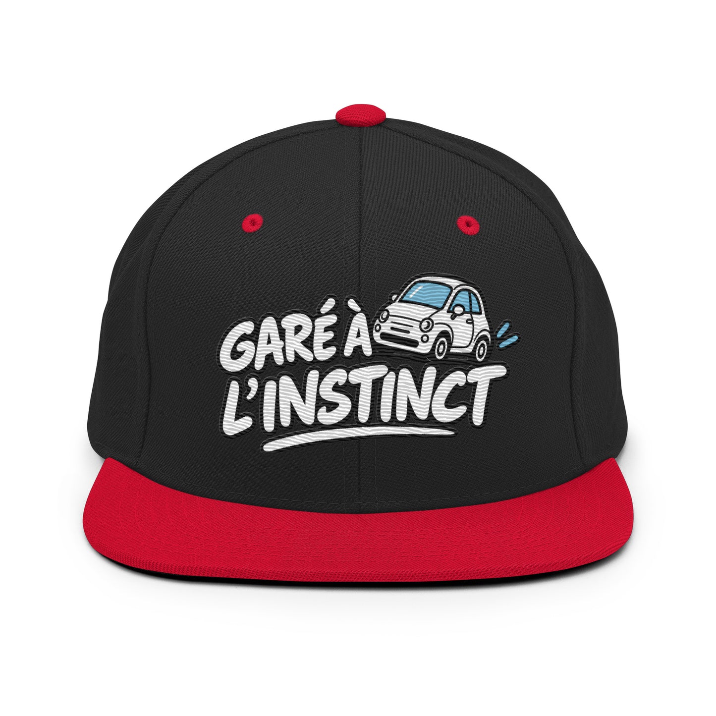 Casquette Snapback, brodée « Garé à l'instant », en Noir, vue de face, image 10