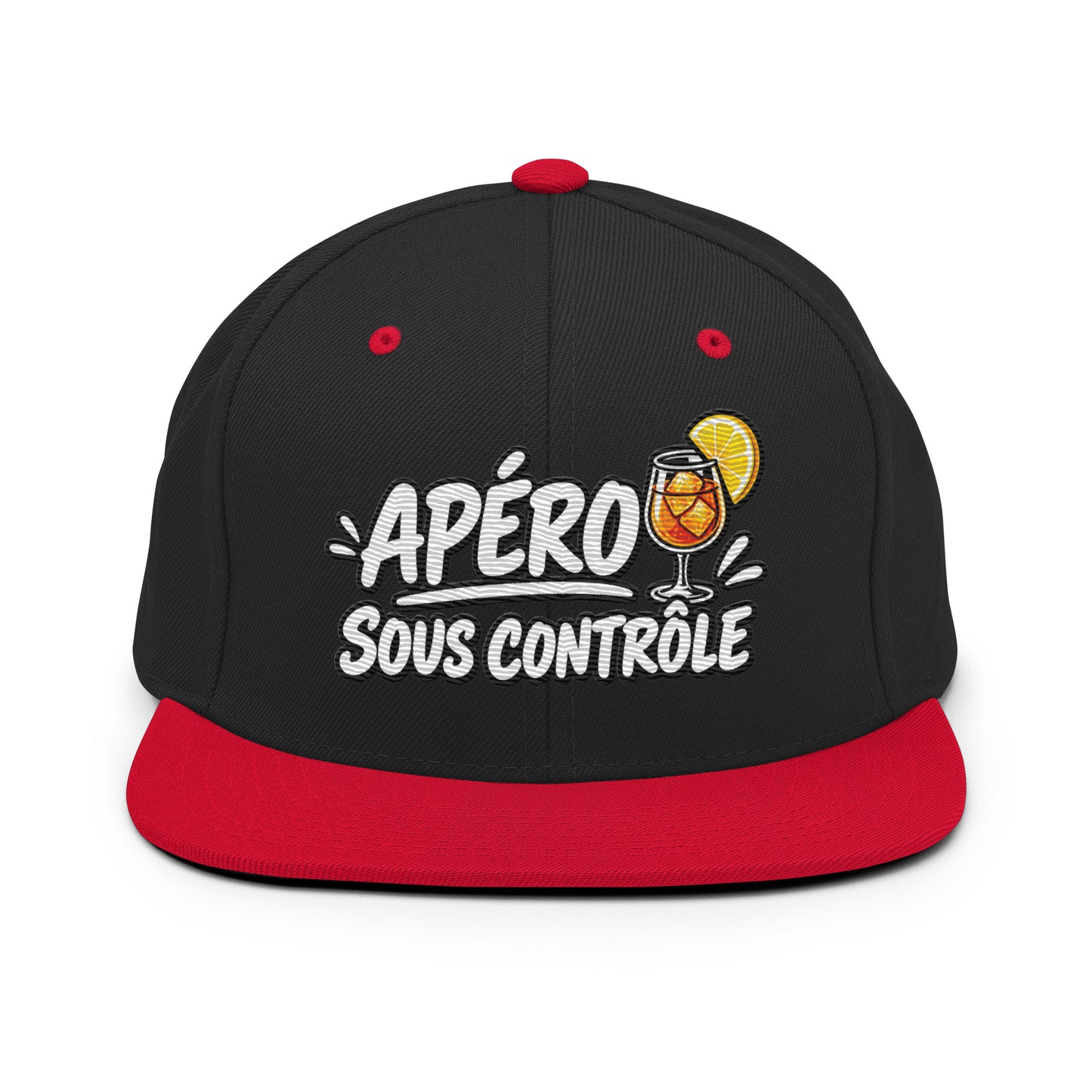 Casquette Snapback, brodée « Apéro sous contrôle », en Noir, vue de face, image 18