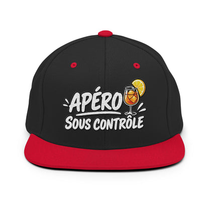 Casquette Snapback, brodée « Apéro sous contrôle », en Noir, vue de face, image 18