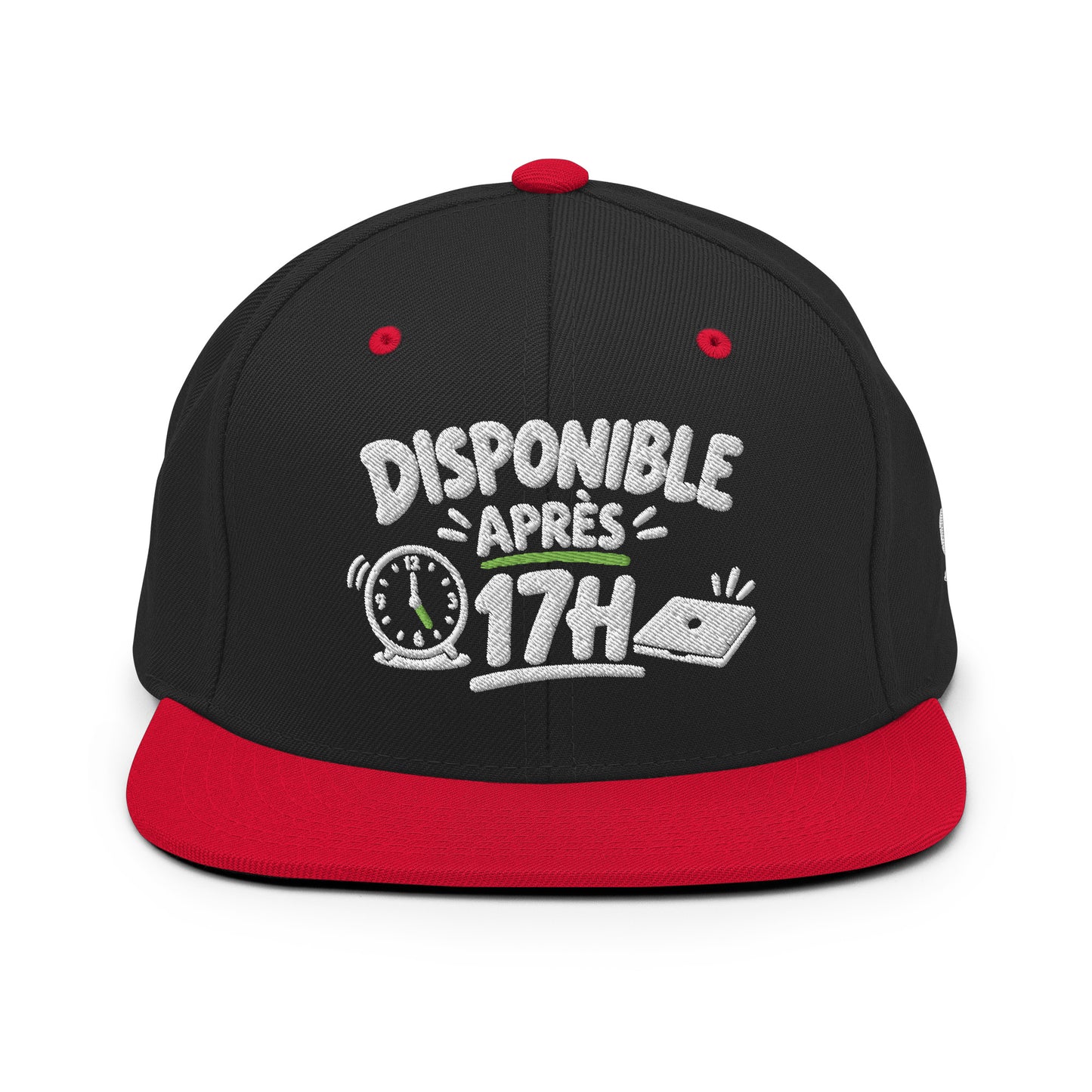 Casquette Snapback, brodée « Disponible après 17h », en Noir, vue de face, image 19