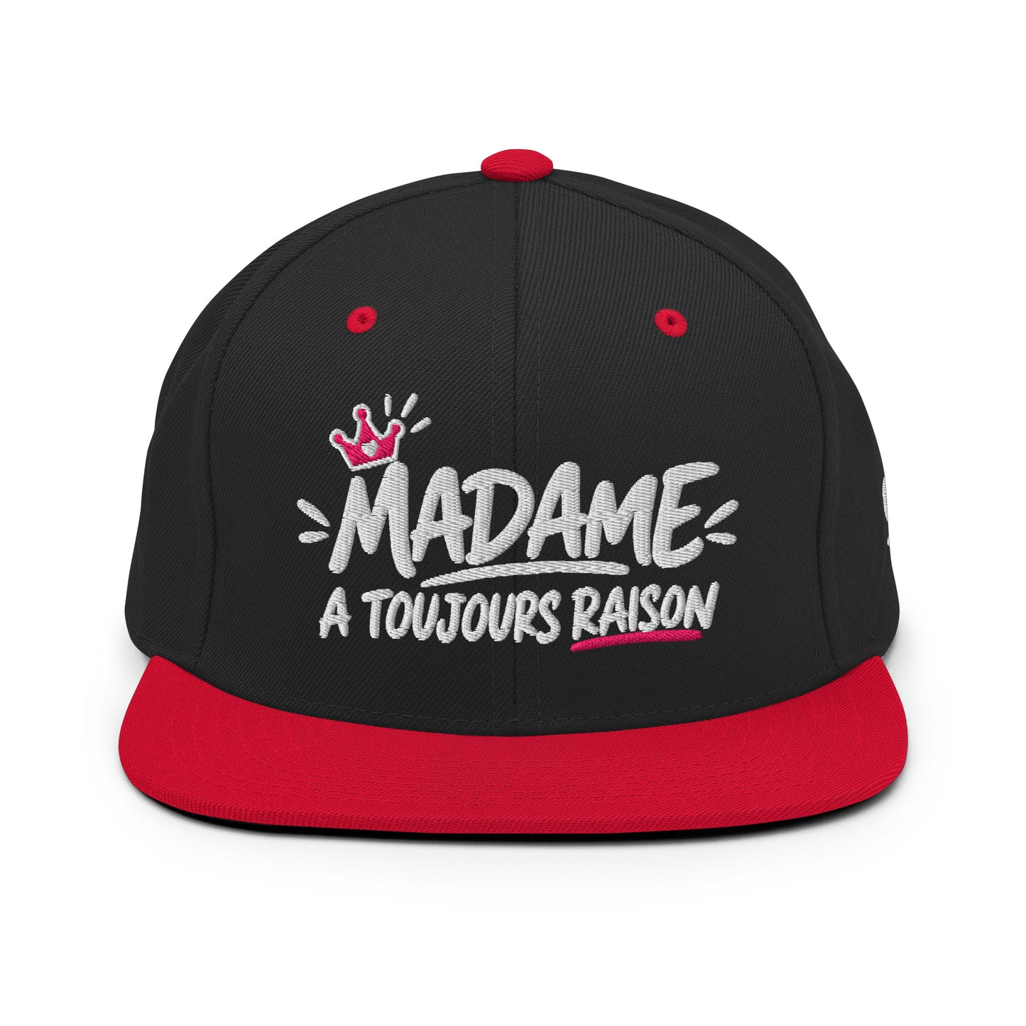 Casquette Snapback, brodée « Madame à toujours raison », en Noir, vue de face, image 17