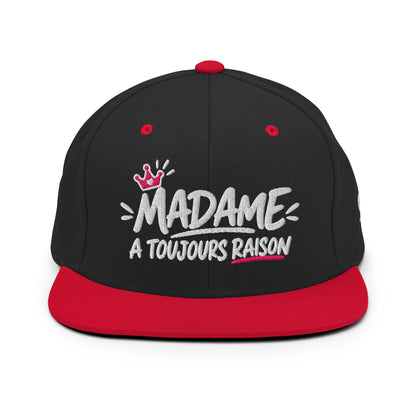 Casquette Snapback, brodée « Madame à toujours raison », en Noir, vue de face, image 17