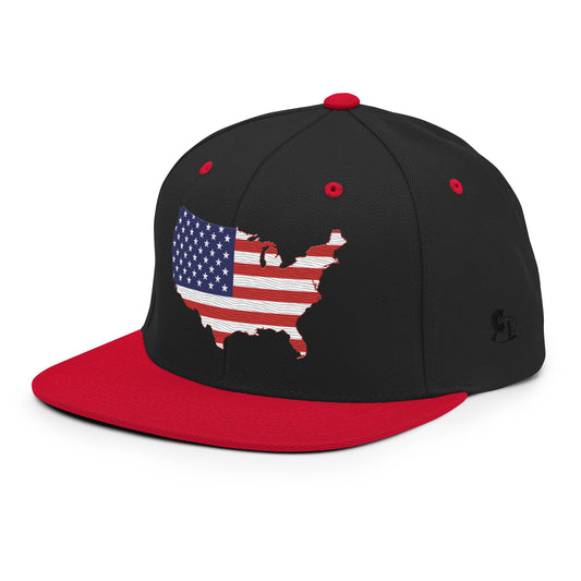 Casquette SnapBack de couleur noire et rouge "Drapeau Américain USA."