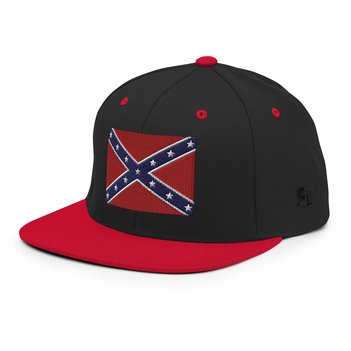 Casquette SnapBack de couleur noire et rouge "Drapeau Américain des Confédérés"