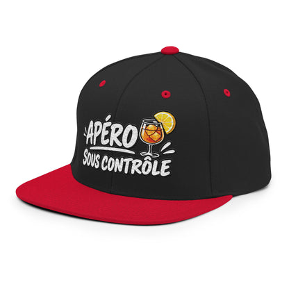 Casquette Snapback, brodée « Apéro sous contrôle », en Noir, vue de trois quarts, image 31