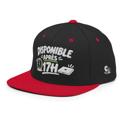 Casquette Snapback, brodée « Disponible après 17h », en Noir, vue de trois quarts, image 31