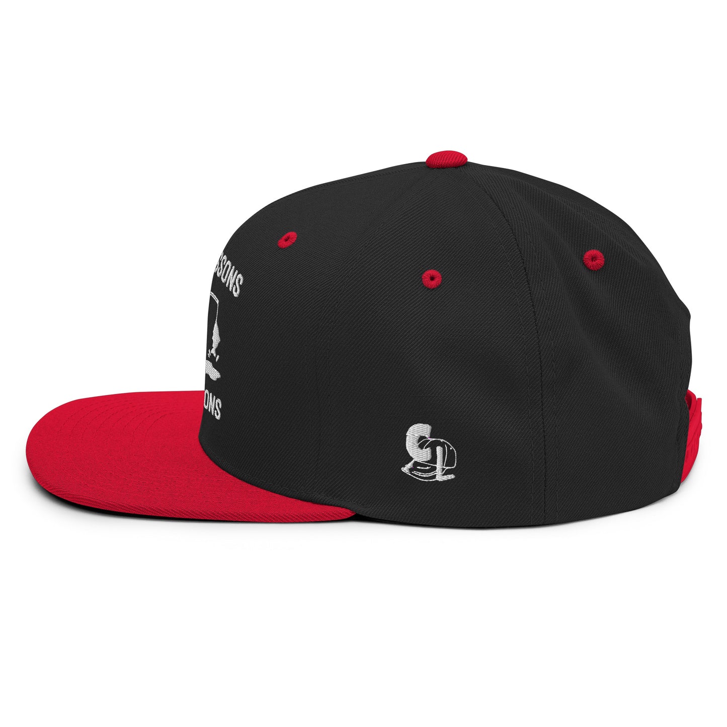 Casquette Snapback, brodée « Près des poissons, loin des cons », en Noir, vue de côté, image 37