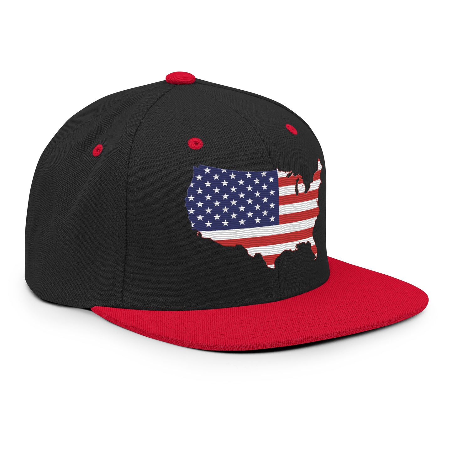 Casquette SnapBack de couleur noire et rouge "Drapeau Américain USA."