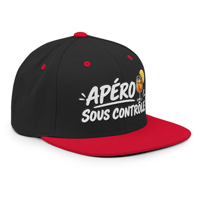 Casquette Snapback, brodée « Apéro sous contrôle », en Noir, vue de trois quarts, image 33