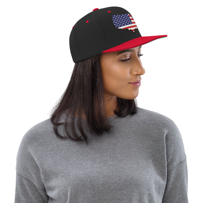 Casquette SnapBack de couleur noire et rouge "Drapeau Américain USA."