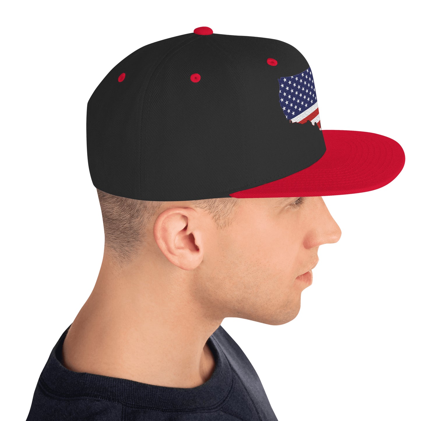 Casquette SnapBack de couleur noire et rouge "Drapeau Américain USA."