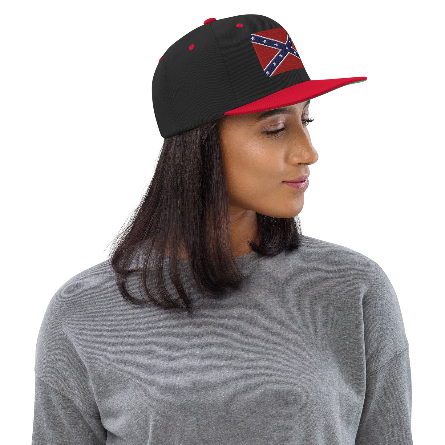 Casquette SnapBack de couleur noire et rouge "Drapeau Américain des Confédérés"