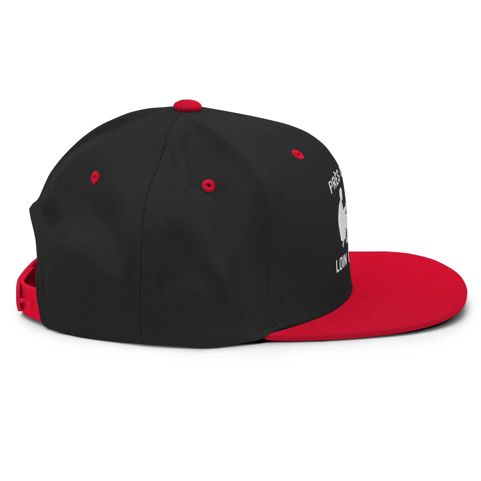 Casquette Snapback, brodée « Près des poissons, loin des cons », en Noir, vue de côté, image 39