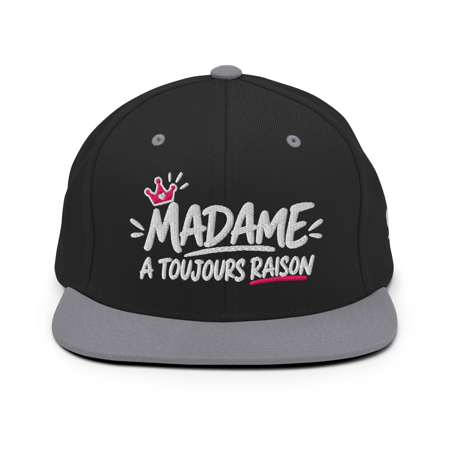 Casquette Snapback, brodée « Madame à toujours raison », en Noir, vue de face, image 16