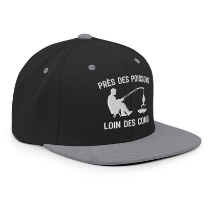 Casquette Snapback, brodée « Près des poissons, loin des cons », en Noir, vue de trois quarts, image 52