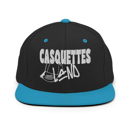 Casquette SnapBack de couleur noire et bleue "Casquettes Land"