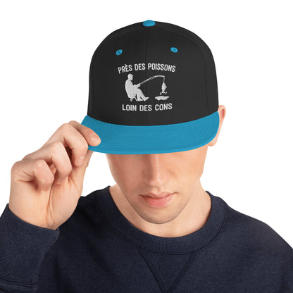 Casquette Snapback, brodée « Près des poissons, loin des cons », en Noir, vue de face, image 22