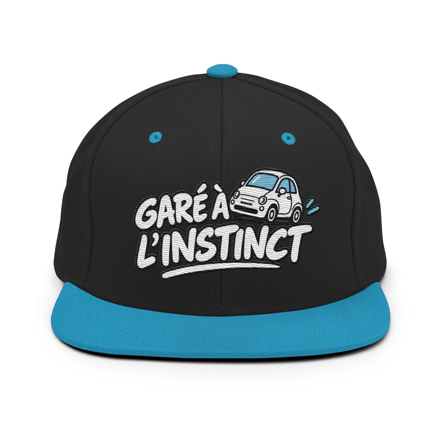Casquette Snapback, brodée « Garé à l'instant », en Noir, vue de face, image 17