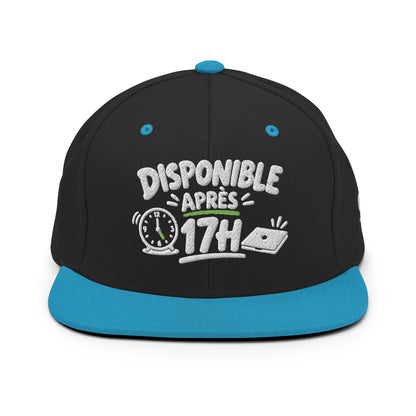 Casquette Snapback, brodée « Disponible après 17h », en Noir, vue de face, image 17