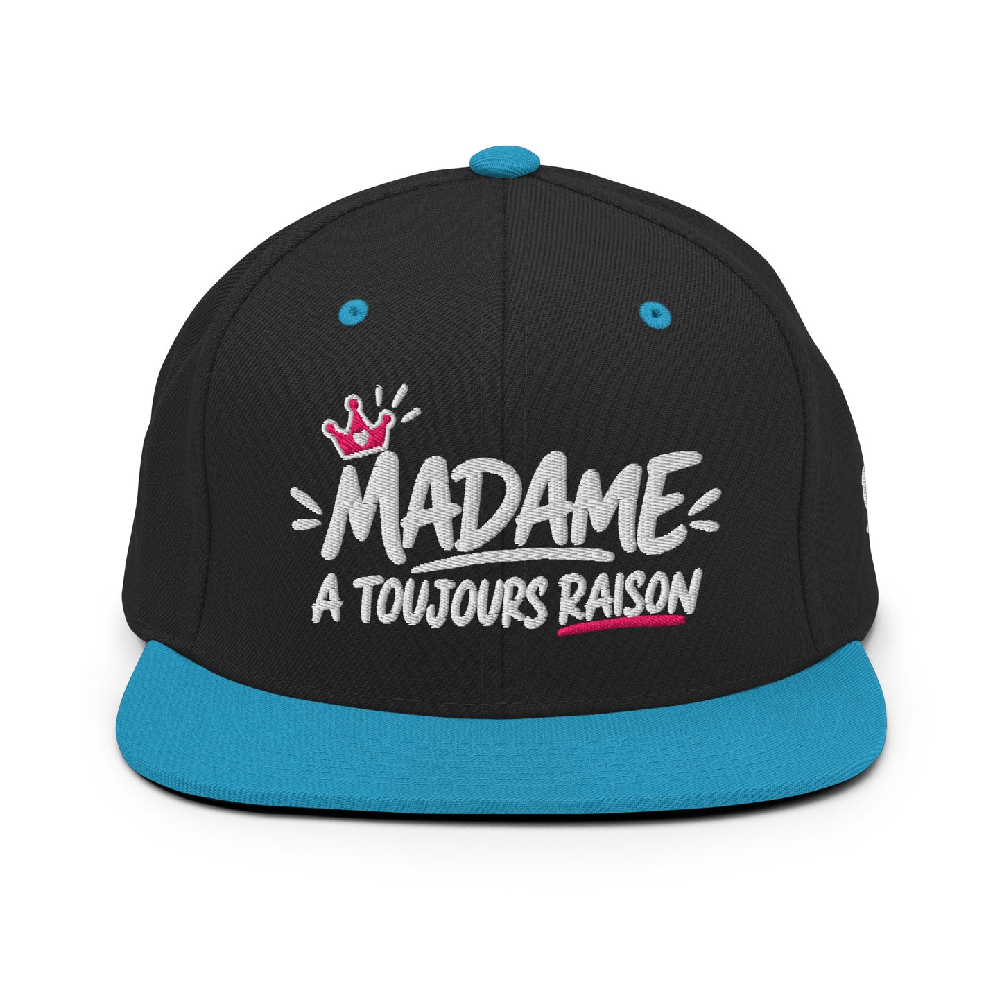Casquette Snapback, brodée « Madame à toujours raison », en Noir, vue de face, image 14