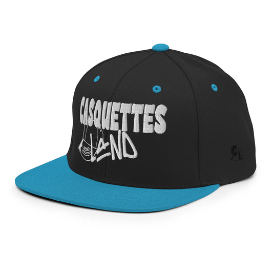 Casquette SnapBack de couleur noire et bleue "Casquettes Land"