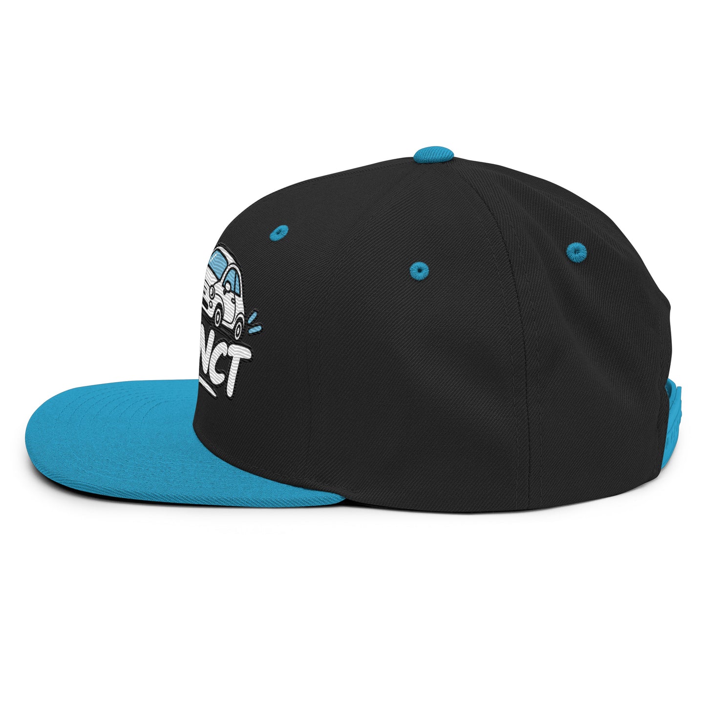 Casquette Snapback, brodée « Garé à l'instant », en Noir, vue de côté, image 41