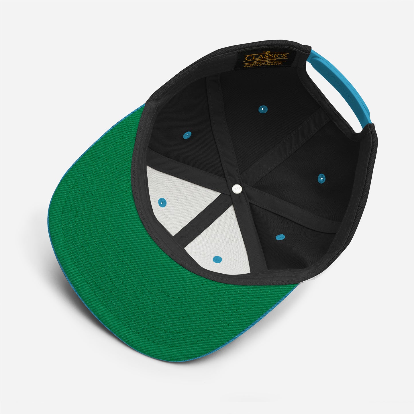 Casquette SnapBack de couleur noire et bleue "Casquettes Land"