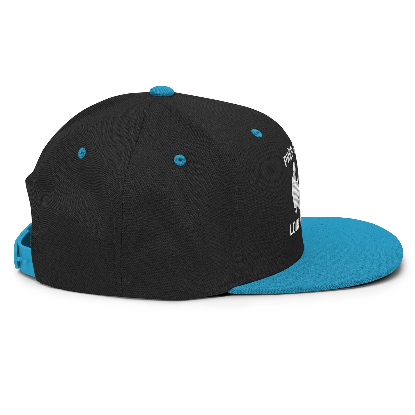 Casquette Snapback, brodée « Près des poissons, loin des cons », en Noir, vue de côté, image 48