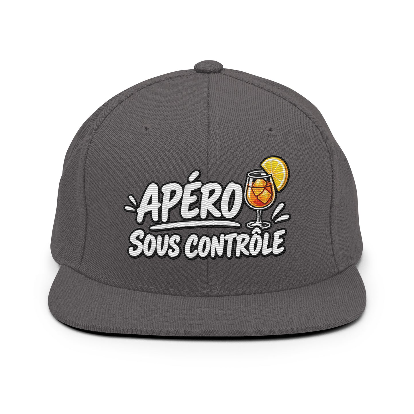 Casquette Snapback, brodée « Apéro sous contrôle », en Gris Foncé, vue de face, image 11