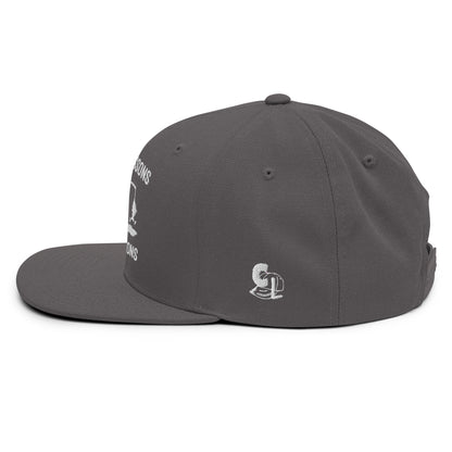 Casquette Snapback, brodée « Près des poissons, loin des cons », en Gris Foncé, vue de côté, image 86